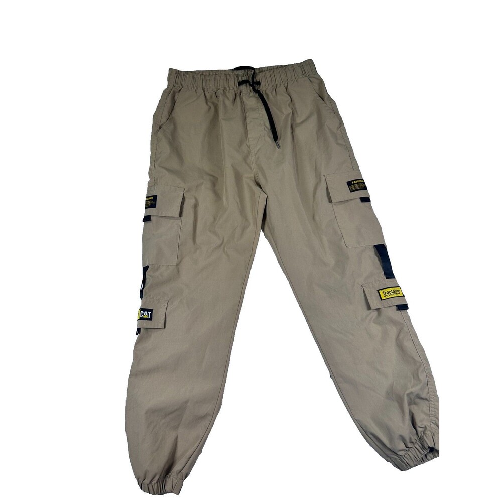 SHEIN Mens Cargo Jogger Pants Khaki Size M Utility Tactical Pockets Elastic Wais